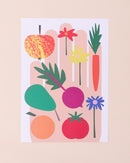 A4 colourful print of hand holding fruit and vegetables