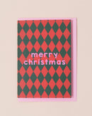 Merry Christmas Greetings Card | Green + Red