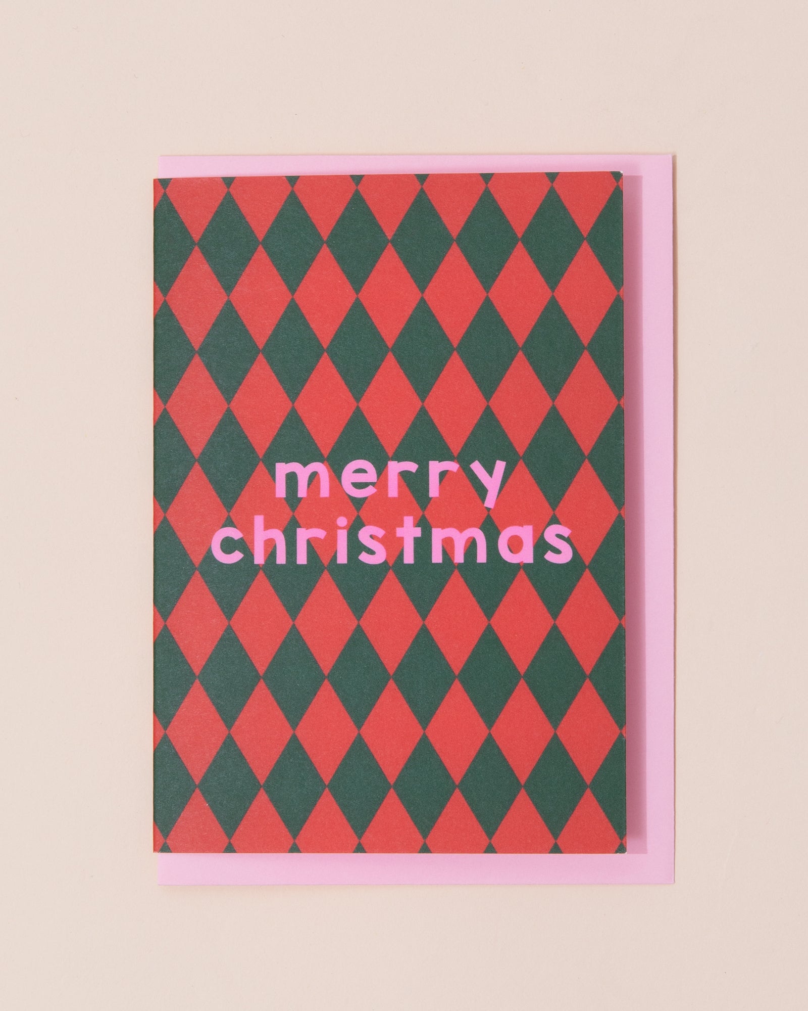 Merry Christmas Greetings Card | Green + Red