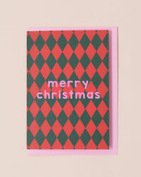 Merry Christmas Greetings Card | Green + Red