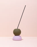 Colourful geometric candle holder incense holder in lilac and olive