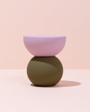 Colourful geometric candle holder incense holder in lilac and olive