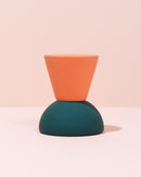 Colourful geometric candle holder incense holder in peach and teal