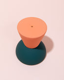 Colourful geometric candle holder incense holder in peach and teal