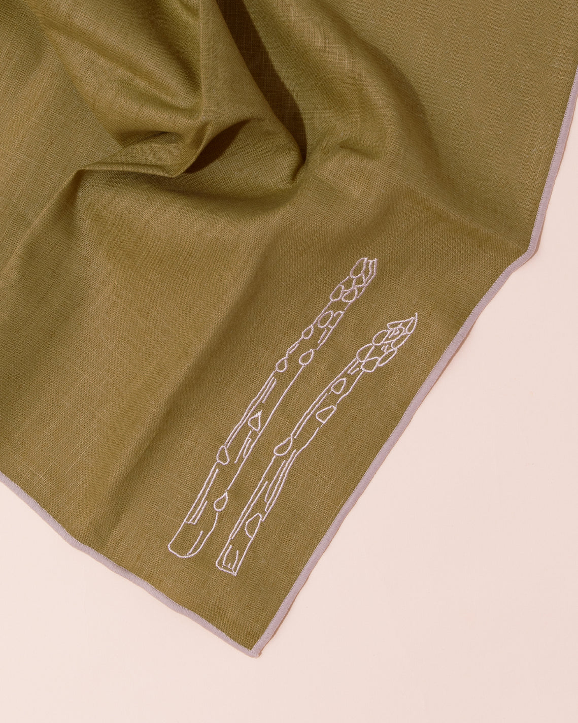 Embroidered Linen Napkin | Asparagus