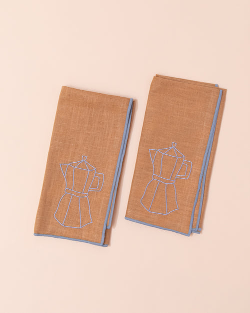 Embroidered Linen Napkin | Coffee