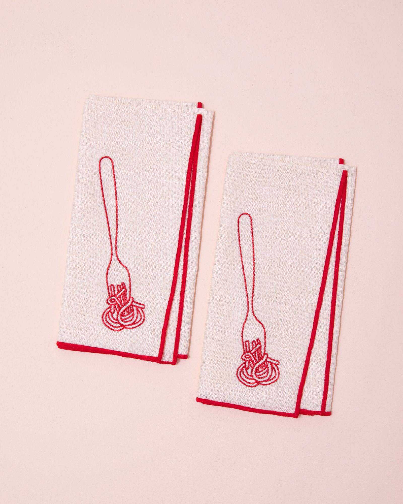 Embroidered Linen Napkins | Spaghetti