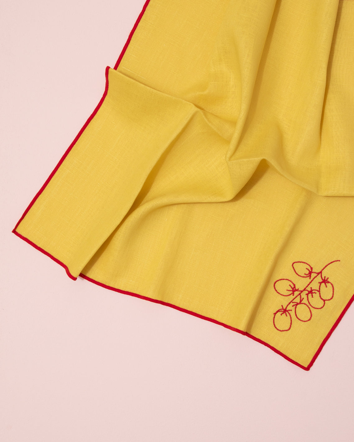 Embroidered Linen Napkin | Tomato
