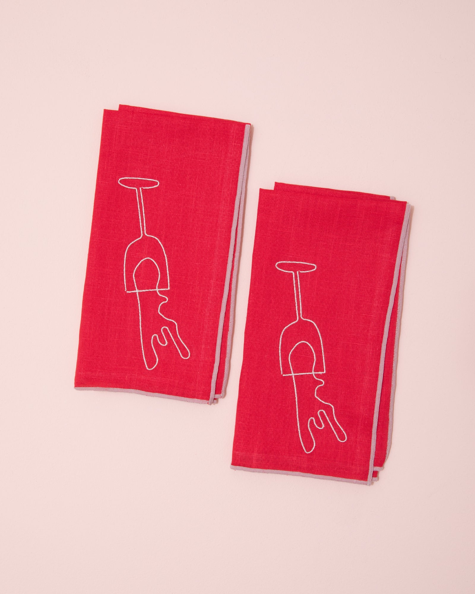 Embroidered Linen Napkins | Wine