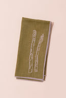 Embroidered Linen Napkin | Asparagus
