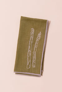 Embroidered Linen Napkin | Asparagus