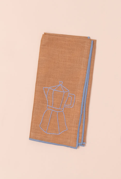 Embroidered Linen Napkin | Coffee