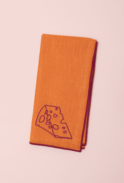 Embroidered Linen Napkin | Cheese