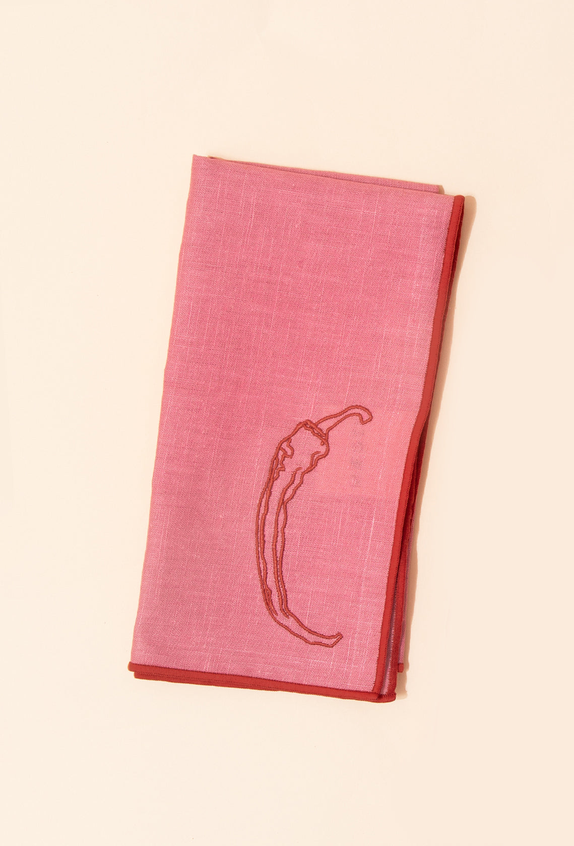 Embroidered Linen Napkin | Chilli
