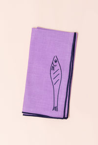 Embroidered Linen Napkin | Fish