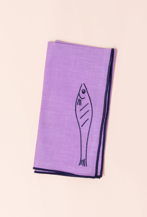 Embroidered Linen Napkin | Fish