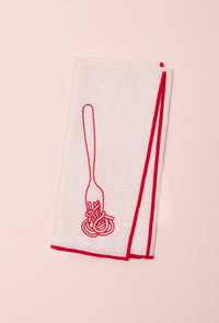 Embroidered Linen Napkin | Spaghetti