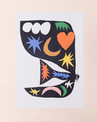 Geometric shapes A3 bird print by Marcello Velho