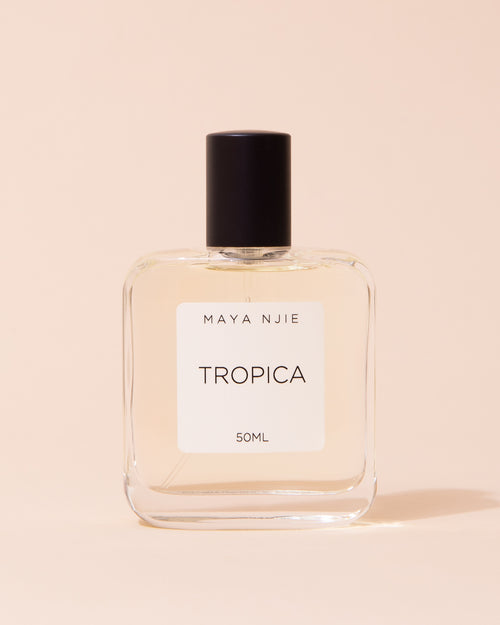 Glass perfume bottle of Maya Njie Tropica fragrance