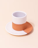 Moroccan Terracotta Espresso Cup + Saucer | White