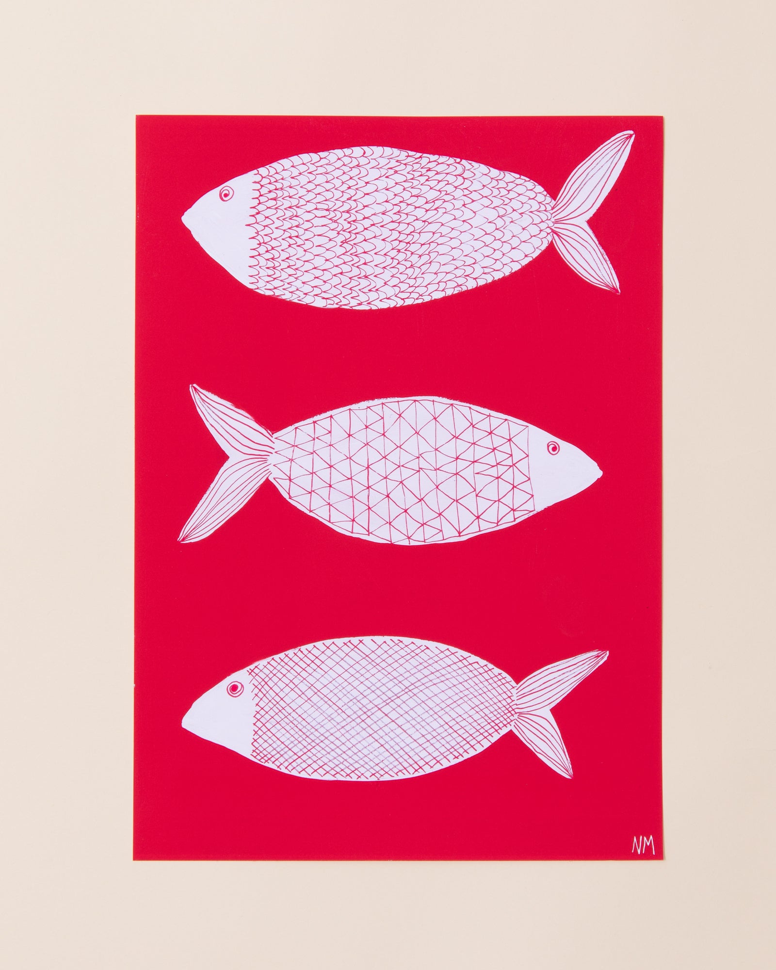 Nancy Mckie Three Pink Fish Print