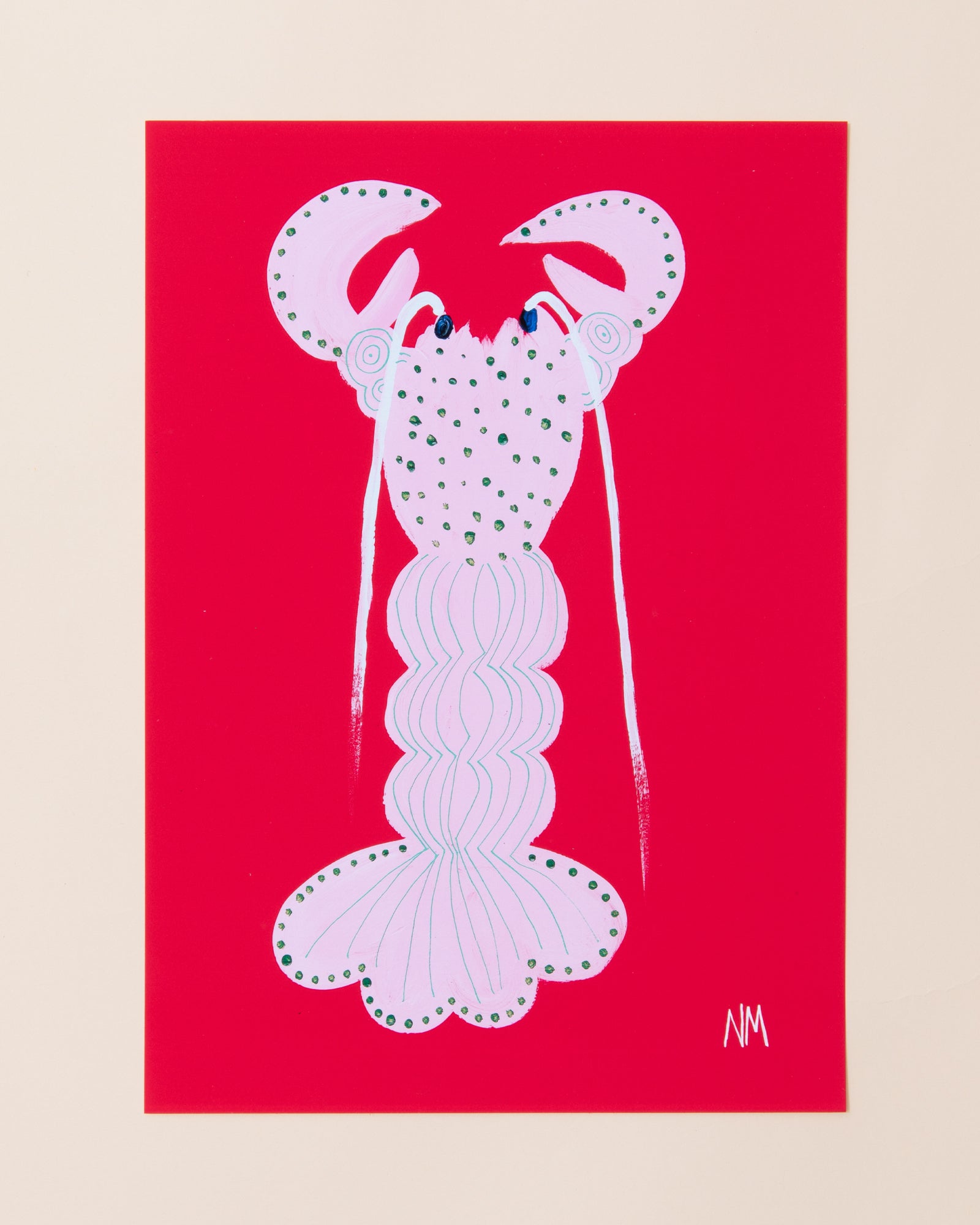 Nancy Mckie Pink + Red Lobster Print