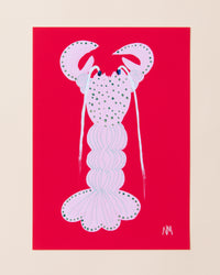 Nancy Mckie Pink + Red Lobster Print