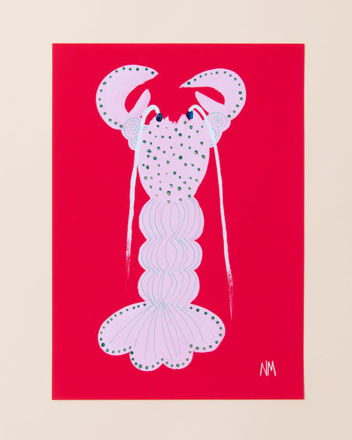Nancy Mckie Pink + Red Lobster Print