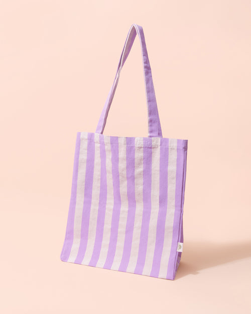 Stripe Tote Bag | Lilac + White