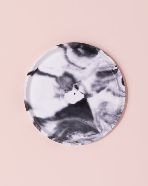 Concrete Marbled Incense Holder | Black