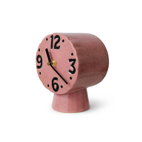 Pink ceramic 70s style clock by HKLIVING