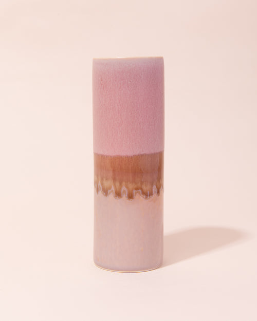 Porcelain vase with a pink and cream glaze