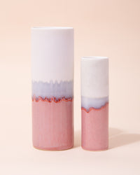 Porcelain vase in a white, blue and pink glaze