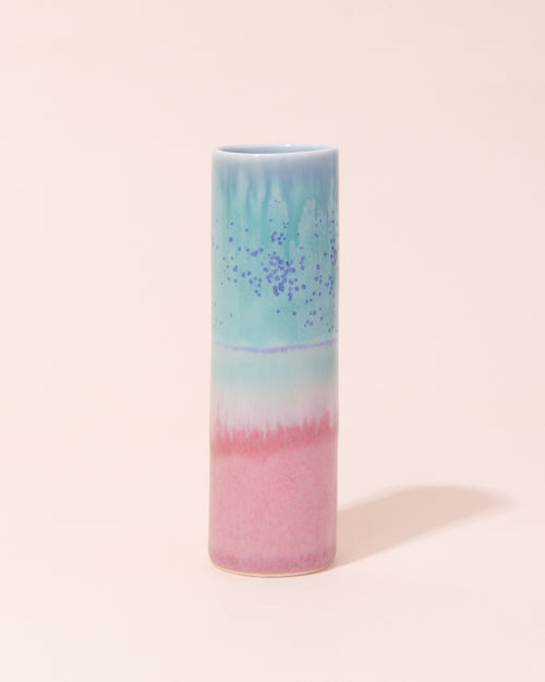 Porcelain vase with a pink and turquoise glaze