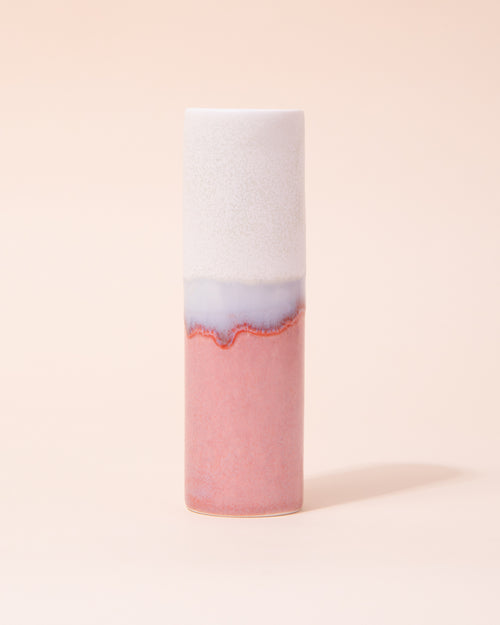 Porcelain vase in a white, blue and pink glaze