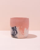 Peach  terracotta, black and white concrete plant pot