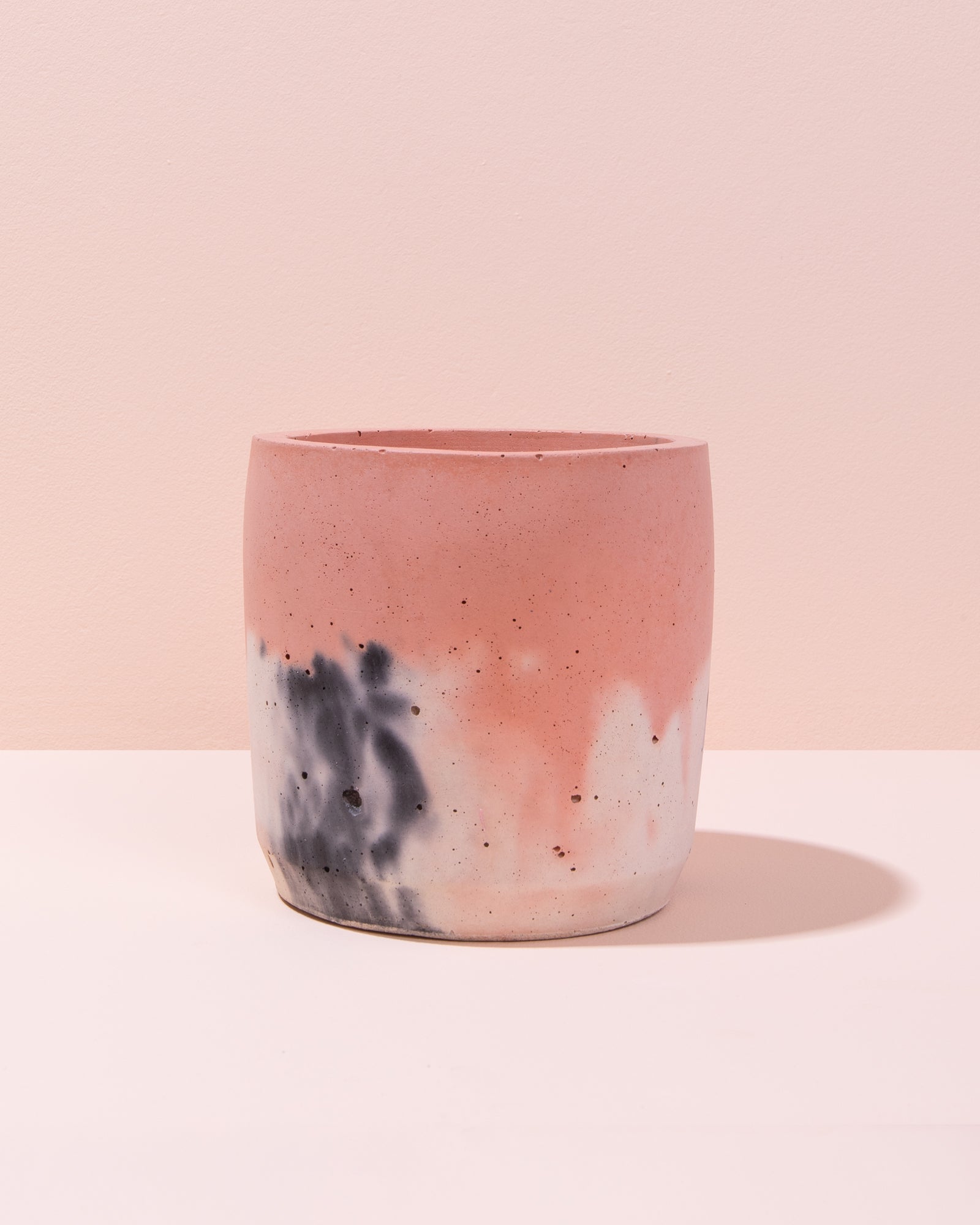 Large Concrete Pot | Charcoal & Blush