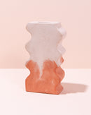 Peach terracotta and white concrete wavy wiggle vase