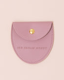 Vegan leather pink coin purse with the words Ice Cream Money embossed