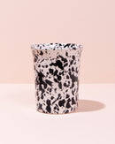 Ceramic tumbler in black and white splatter pattern