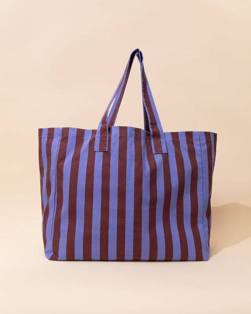 Stripe Beach Bag | Maroon + Blue