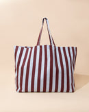 Stripe Beach Bag | Maroon + Light Blue