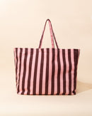 Stripe Beach Bag | Maroon + Pink