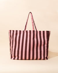 Stripe Beach Bag | Maroon + Pink