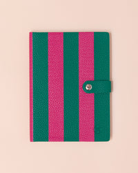 Green and pink stripe notebook 