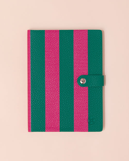 Green and pink stripe notebook 