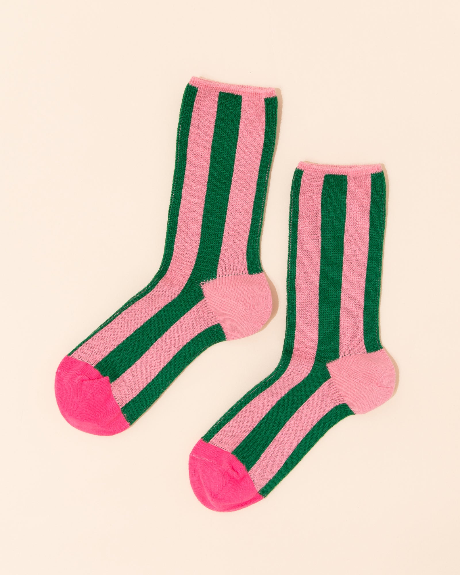 Stripe Socks | Green + Pink