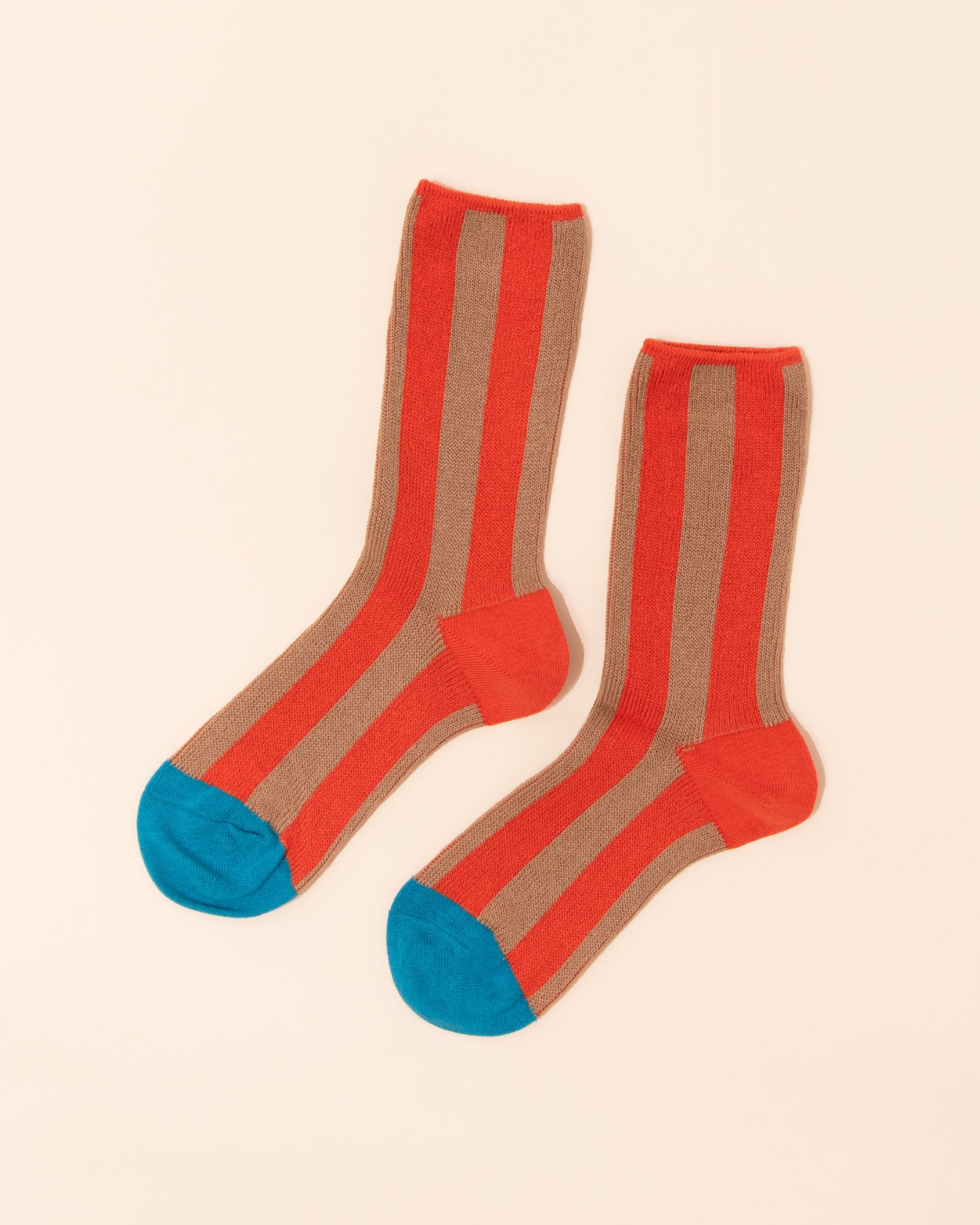 Stripe Socks | Red + Beige
