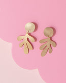 Tom Pigeon gold coloured brass leaf shaped earrings