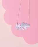 Silver aluminium Tom Pigeon leaf shaped necklace